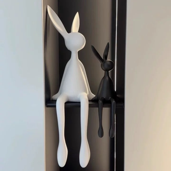 Modern Rabbit Sculpture – Sitting Bunny Figurine | Resin Home Decor Statue