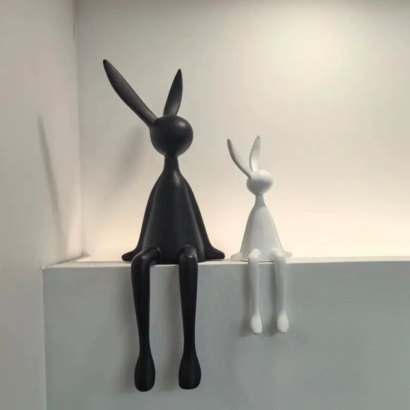 Modern Rabbit Sculpture – Sitting Bunny Figurine | Resin Home Decor Statue