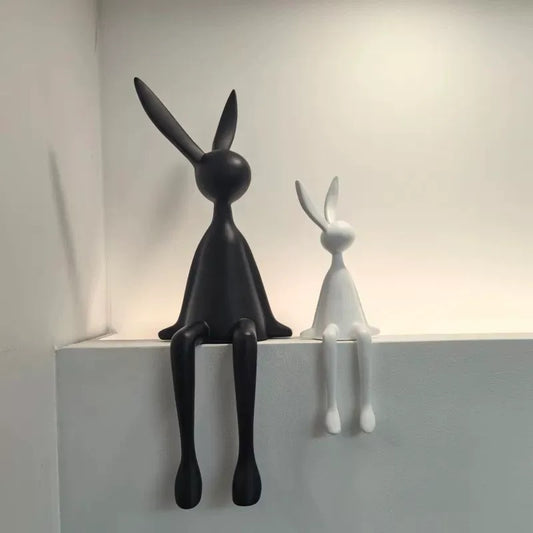 Modern Rabbit Sculpture – Sitting Bunny Figurine | Resin Home Decor Statue
