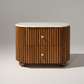 Fluted Red Oak Marble Top Nightstand