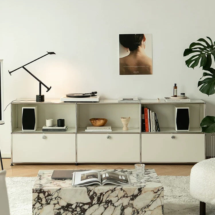 6-Unit Chrome Frame Console with Storage Compartments