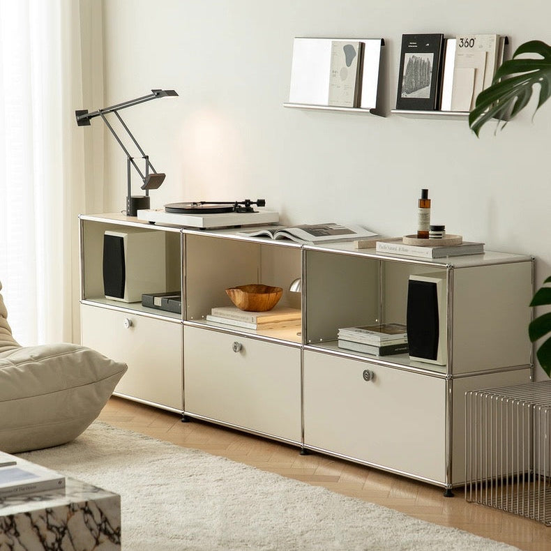 6-Unit Chrome Frame Console with Storage Compartments