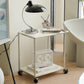 Rolling Side Cart with Chrome Frame and Two-Tier Storage Shelves