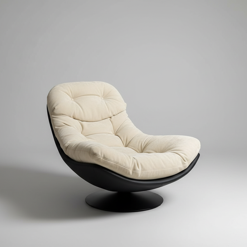 Cocoon Swivel Chair | Oversized Deep Seat 360° Swivel Eggshell Lounge Chair