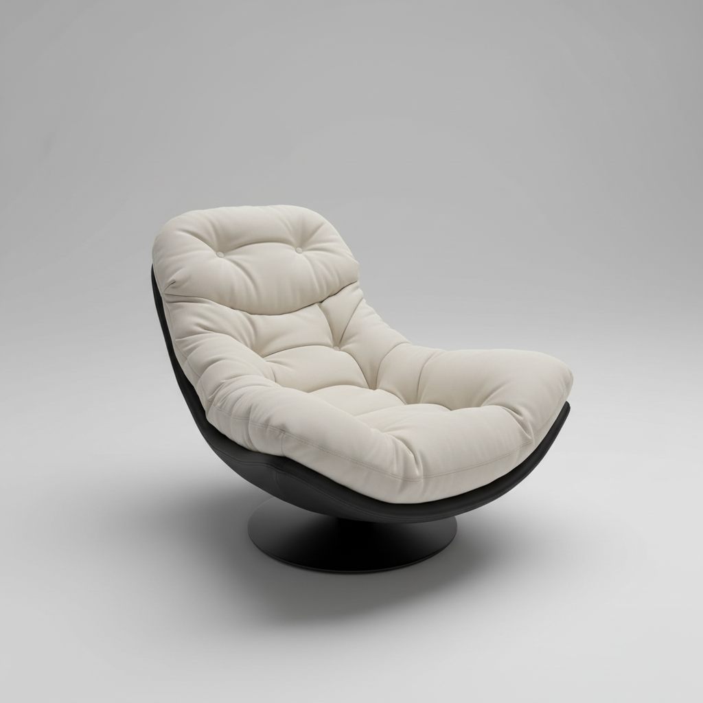 Cocoon Swivel Chair | Oversized Deep Seat 360° Swivel Eggshell Lounge Chair