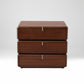 3-Drawer Swivel Nightstand in Walnut- Modern Rotating Three-Tier Bedside Storage Cabinet
