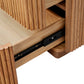 Fluted Wood 2-Drawer Nightstand – Natural Wood Bedside Table