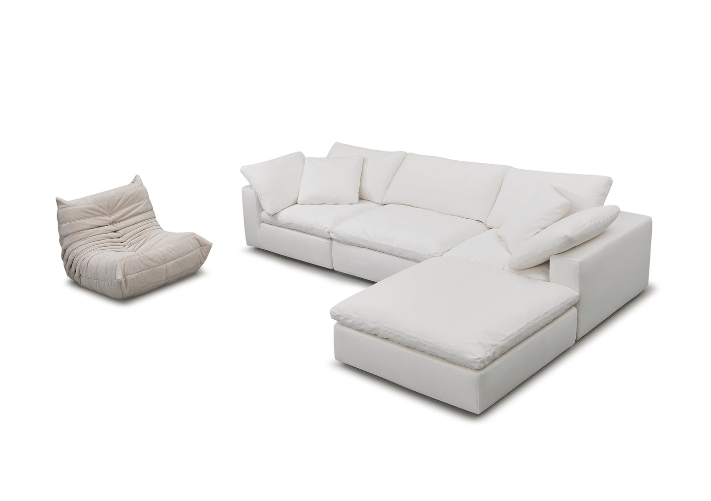 Heavenly Sectional Sofa – Modular 4-Piece Set – Cream or Custom Color