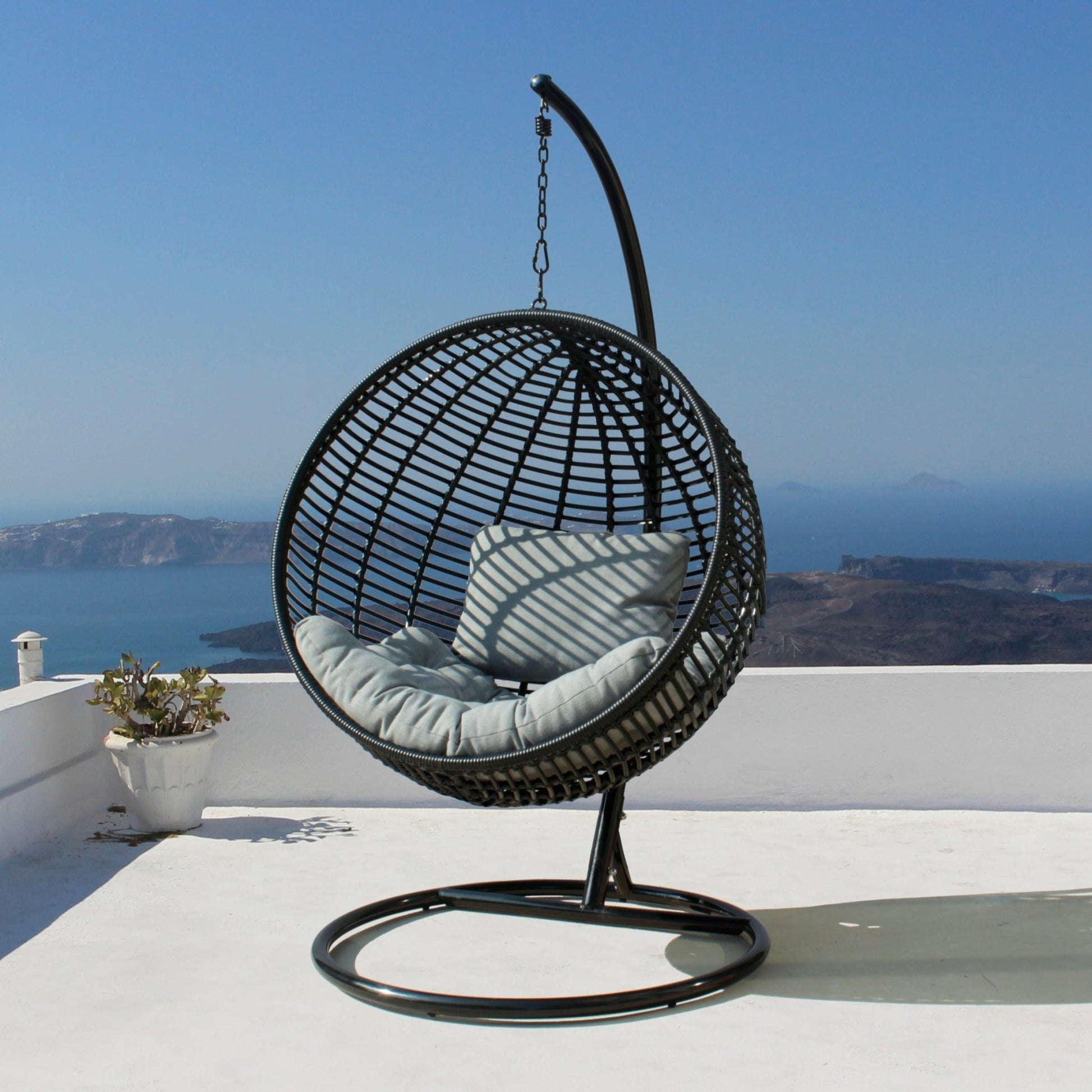 Outdoor Hanging Hanging Chair Black Rathwood Single Pod Hanging