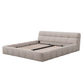 Indulge in luxury with the Puff Upholstered Cloud-Like Bed Frame in cream. Its tufted headboard and side rails offer elegance, and the wooden slat base provides excellent mattress support for an opulent sleep experience.