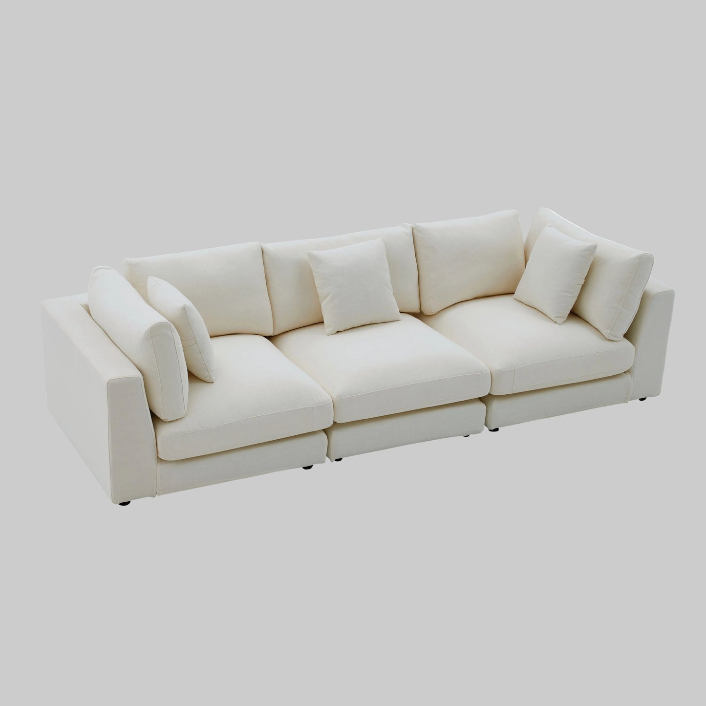 Snowdrift Cream Sectional Sofa – Modular 3-Piece Set