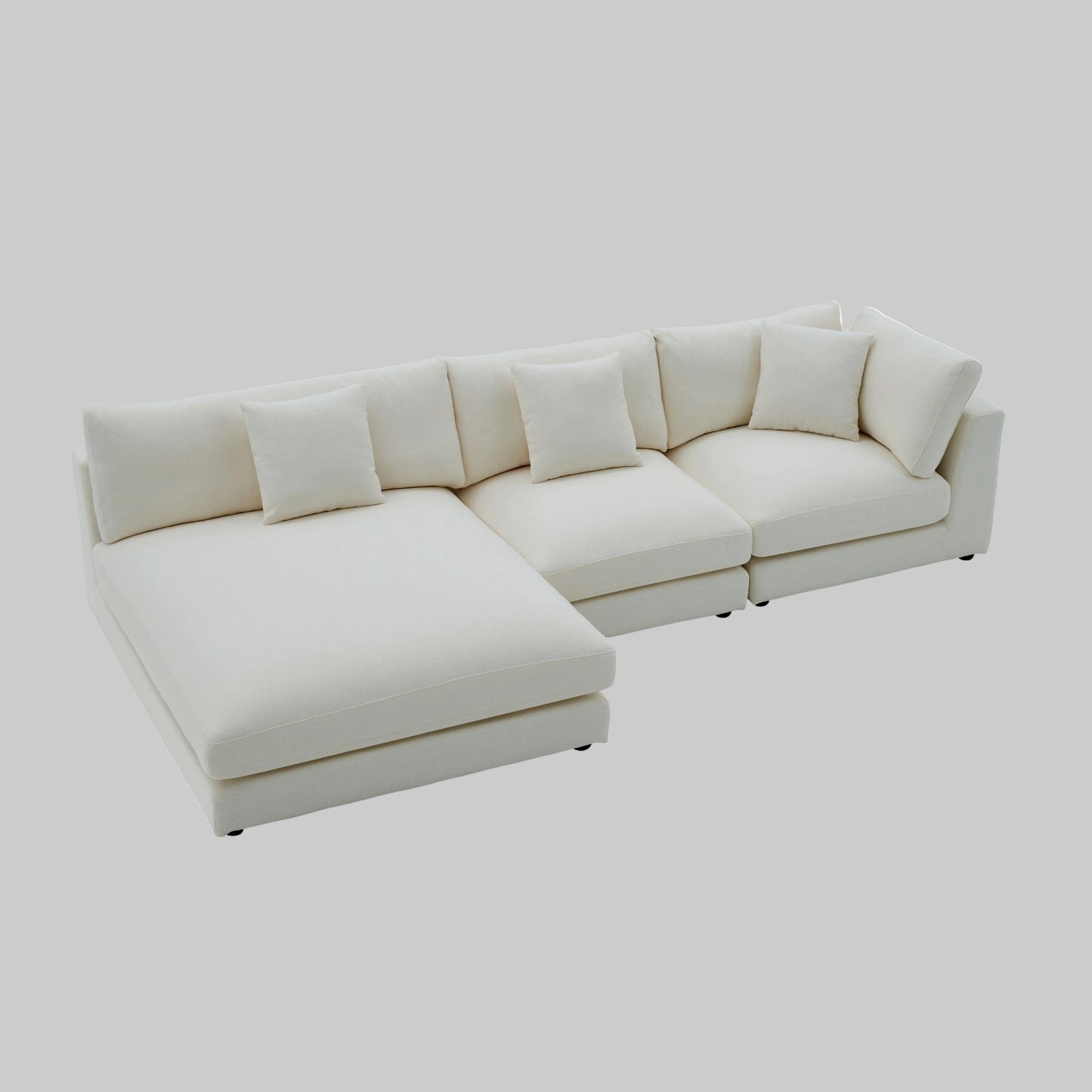 Snowdrift L-Shaped Sectional Sofa – Modular 3-Piece Set – Cream or Custom