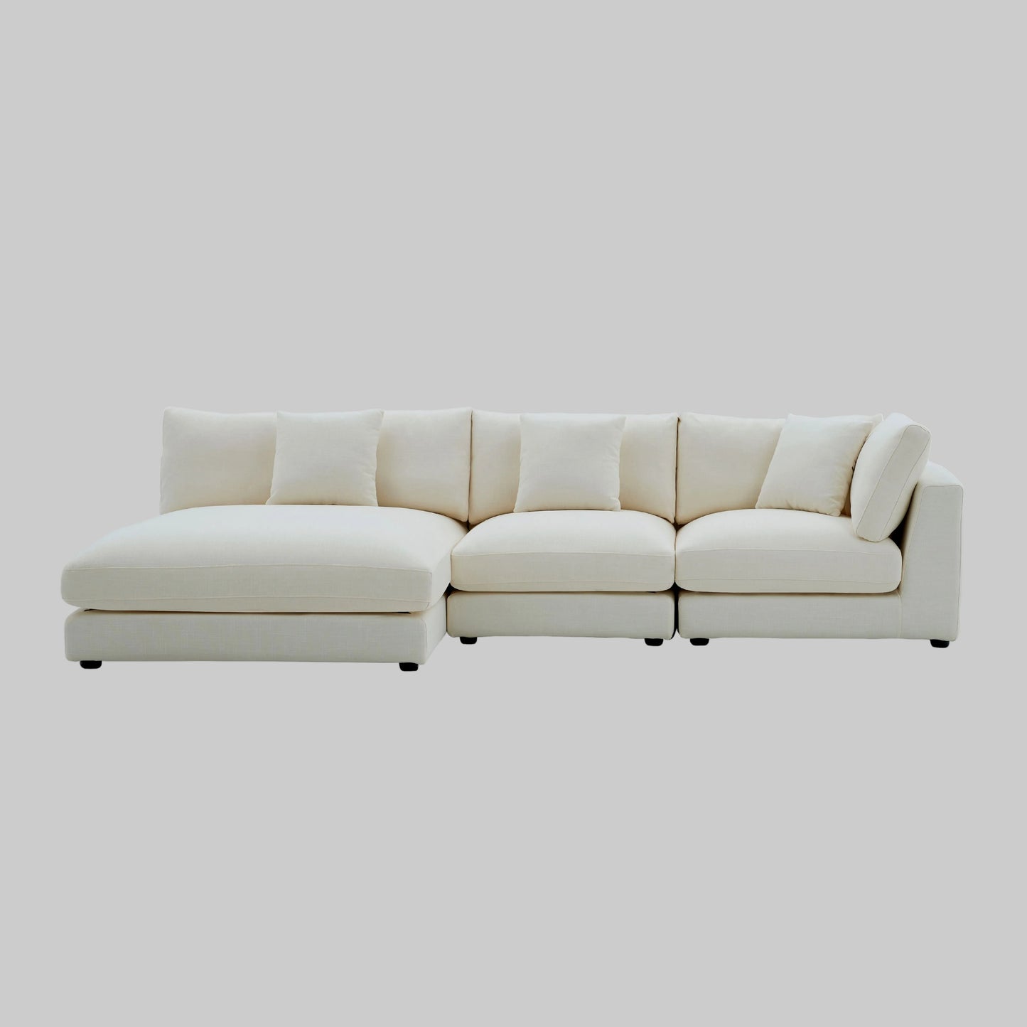 Snowdrift L-Shaped Sectional Sofa – Modular 3-Piece Set – Cream or Custom