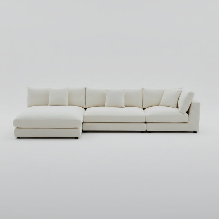 Snowdrift L-Shaped Sectional Sofa – Modular 3-Piece Set – Cream or Custom
