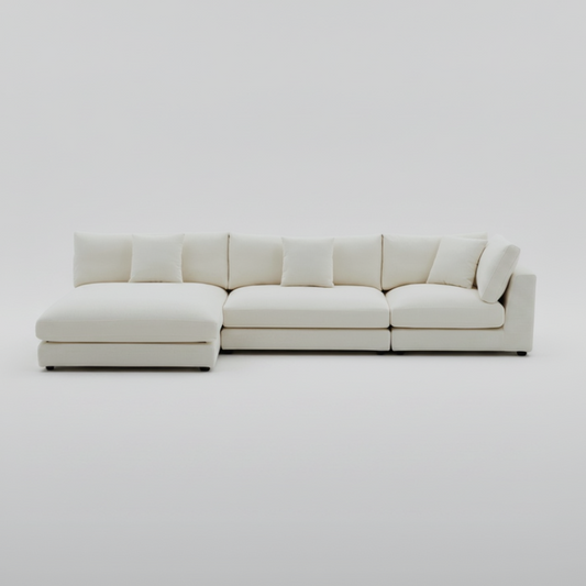 Snowdrift L-Shaped Sectional Sofa – Modular 3-Piece Set – Cream or Custom