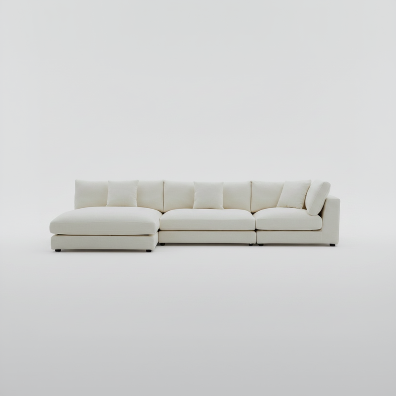 Snowdrift L-Shaped Sectional Sofa – Modular 3-Piece Set – Cream or Custom