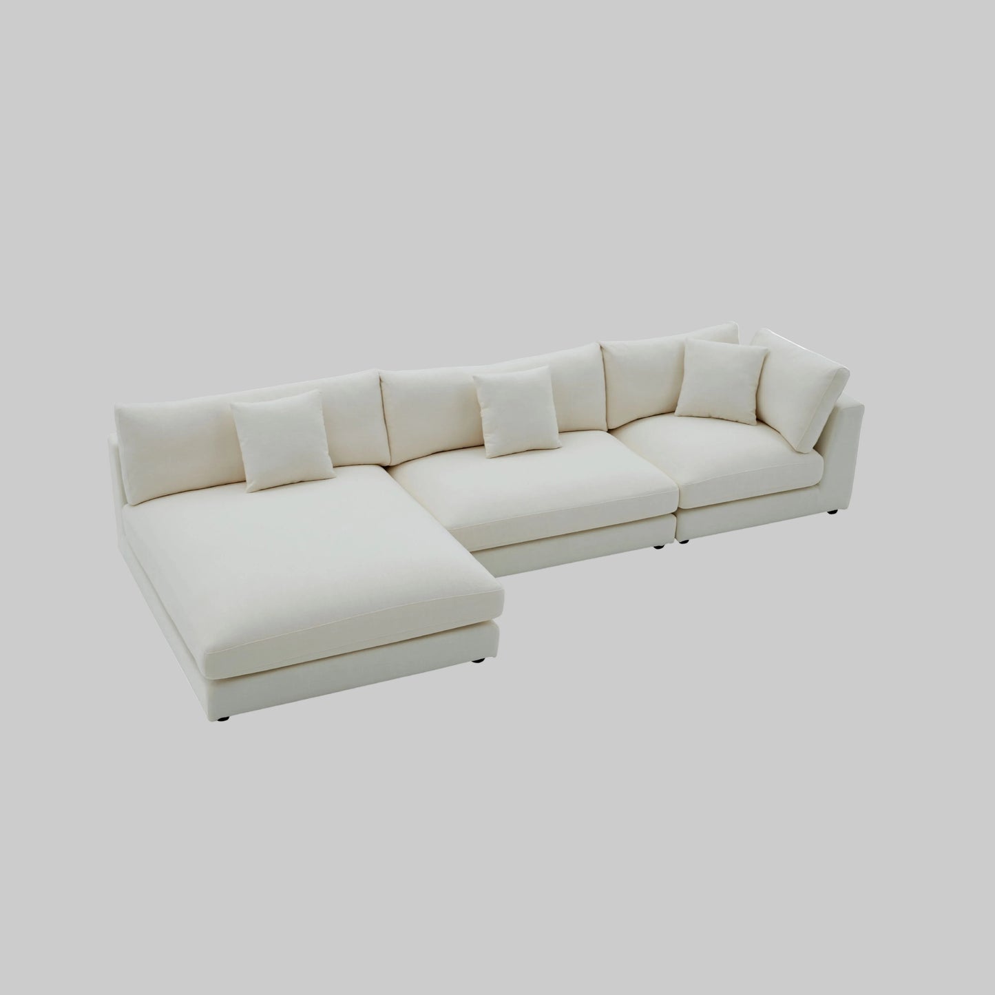 Snowdrift L-Shaped Sectional Sofa – Modular 3-Piece Set – Cream or Custom