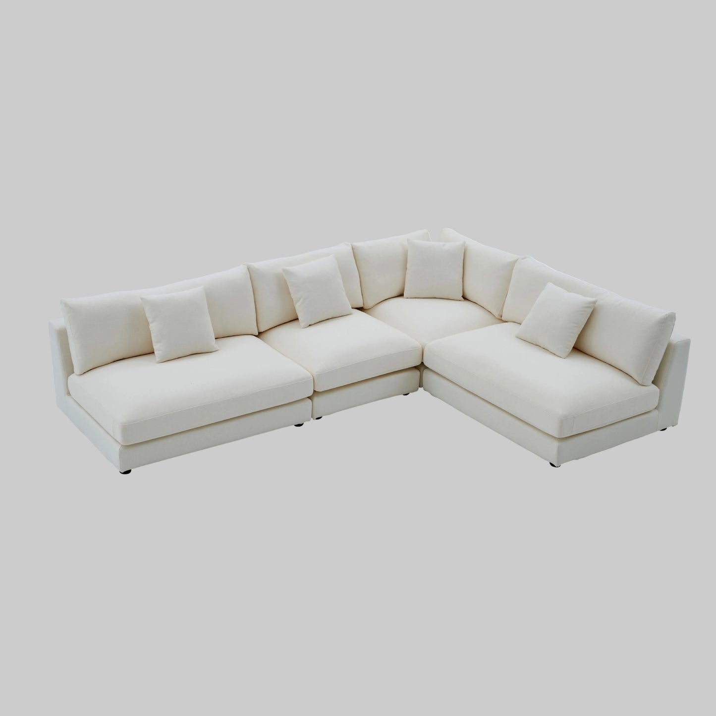 Snowdrift L-Shaped Sectional Sofa – Modular 4-Piece Set – Cream or Grey