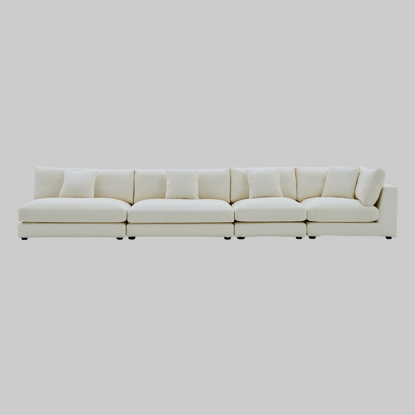 Snowdrift L-Shaped Sectional Sofa – Modular 4-Piece Set – Cream or Grey