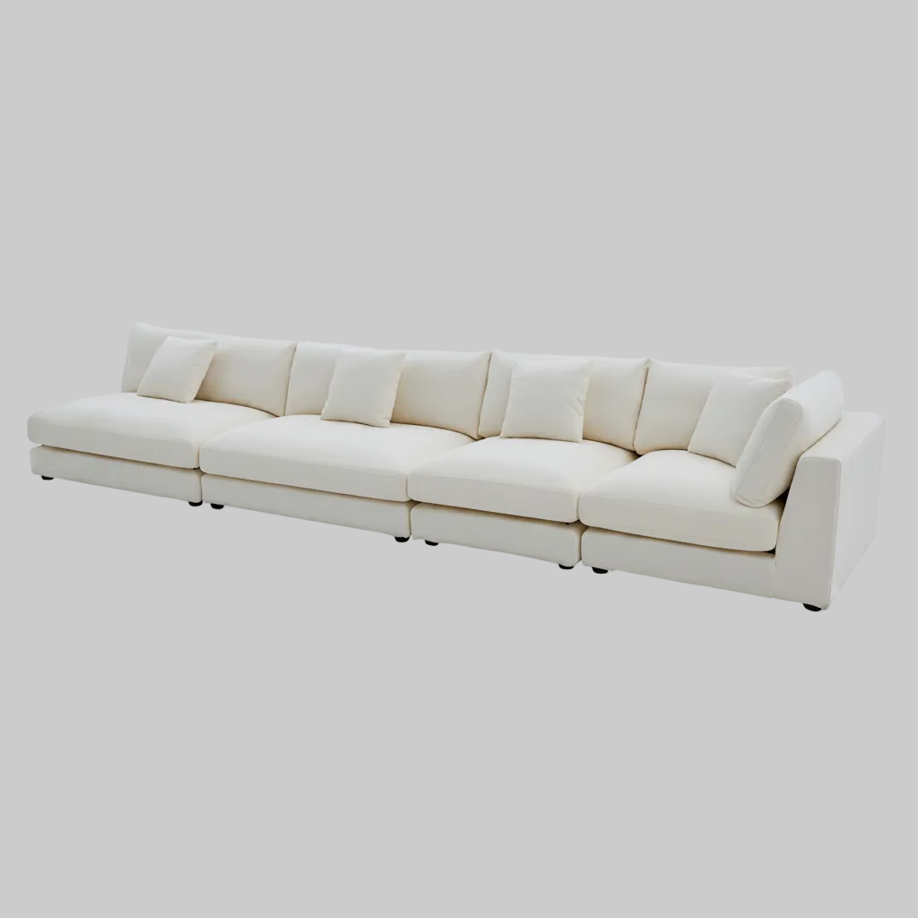 Snowdrift L-Shaped Sectional Sofa – Modular 4-Piece Set – Cream or Grey