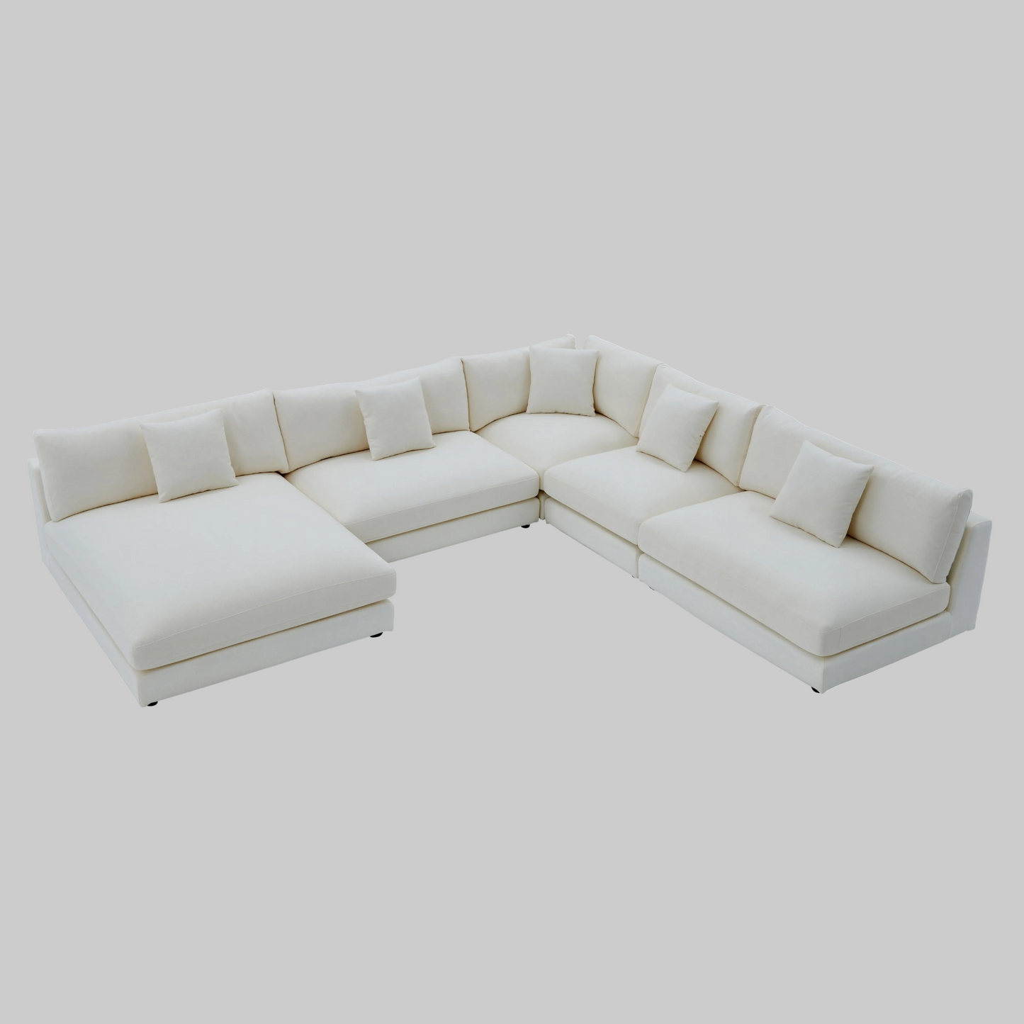 Snowdrift L-Shaped Sectional Sofa – Modular 5-Piece Set – Cream