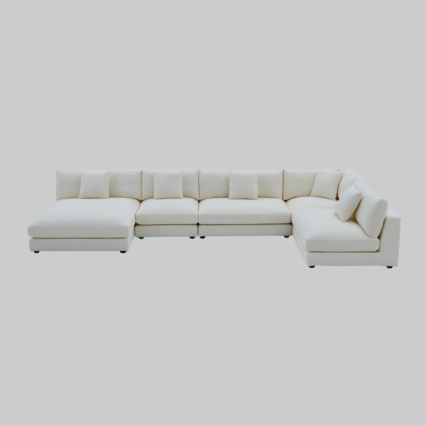 Snowdrift L-Shaped Sectional Sofa – Modular 5-Piece Set – Cream
