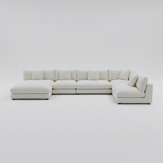 Snowdrift L-Shaped Sectional Sofa – Modular 5-Piece Set – Cream