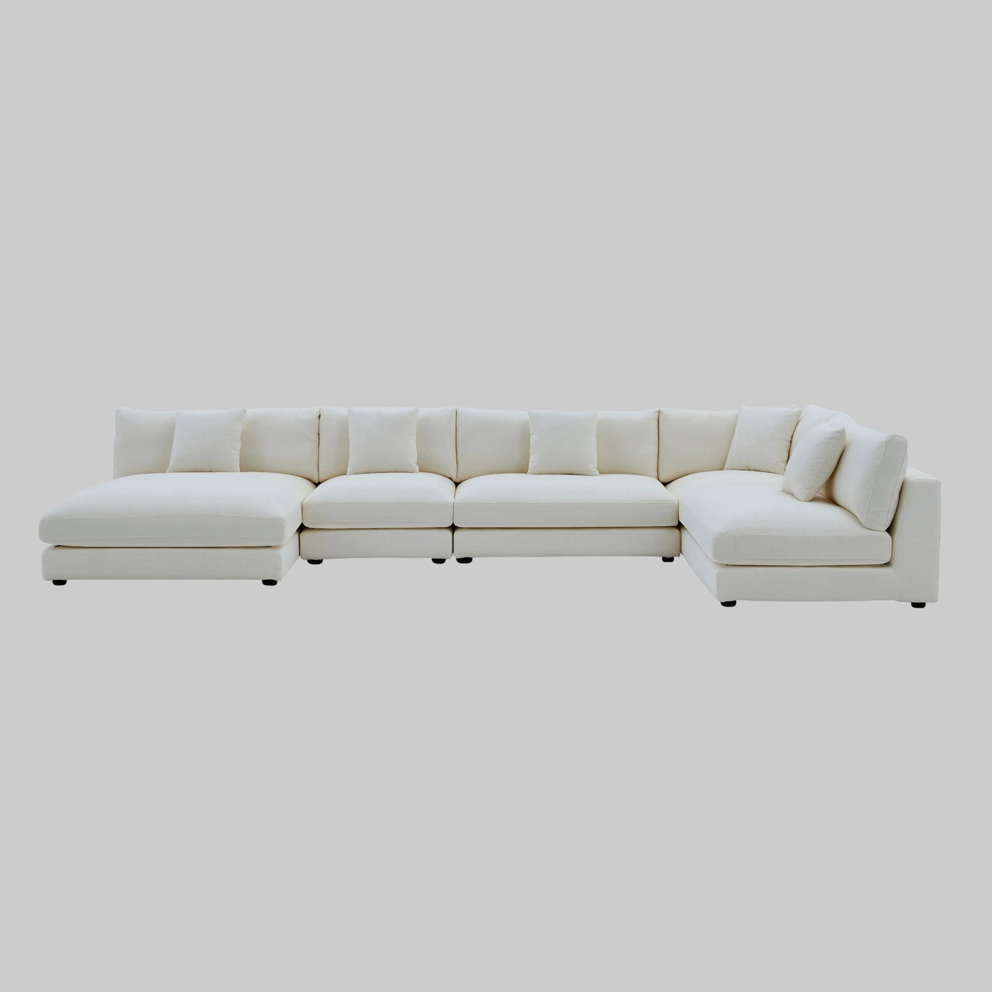 Snowdrift L-Shaped Sectional Sofa – Modular 5-Piece Set – Cream