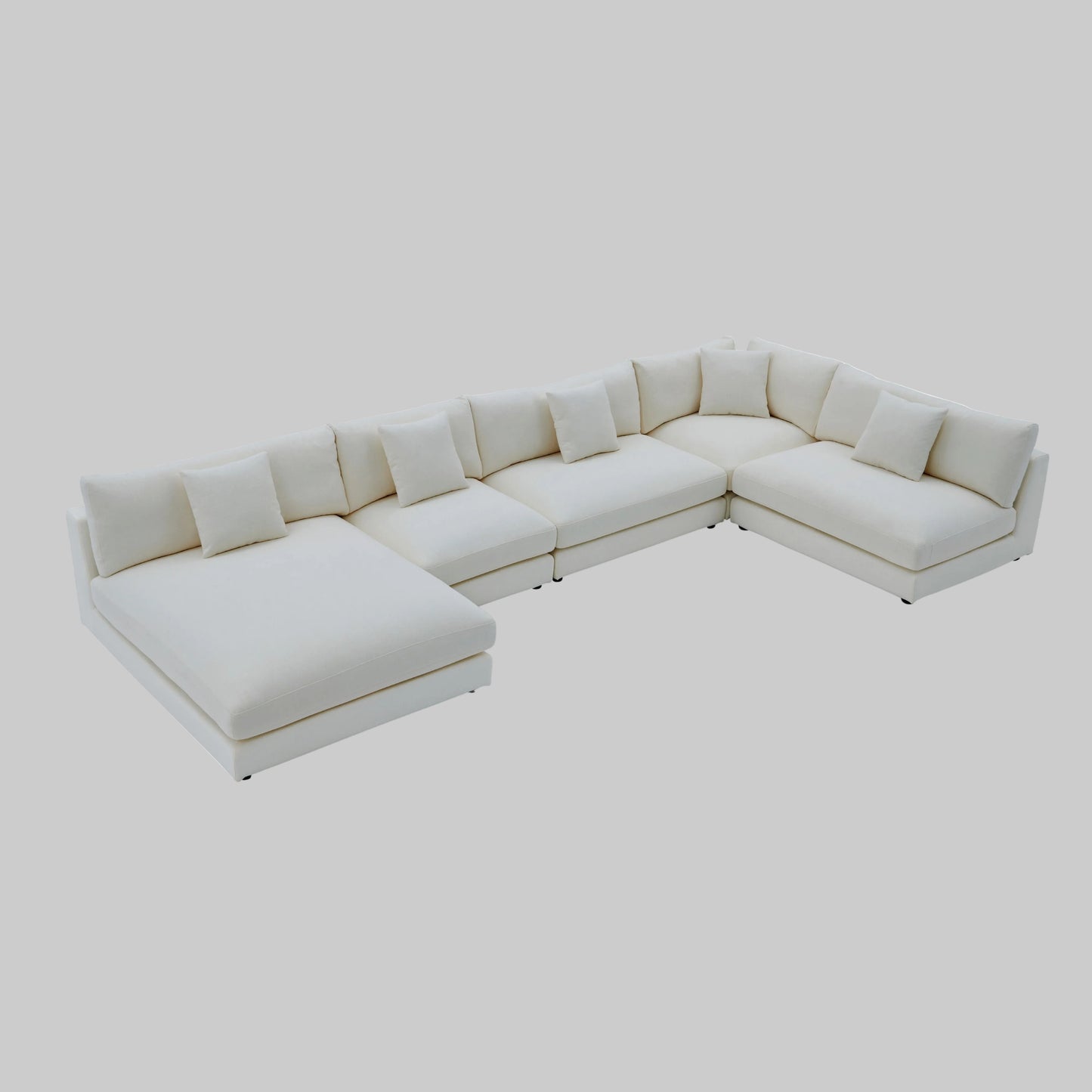 Snowdrift L-Shaped Sectional Sofa – Modular 5-Piece Set – Cream