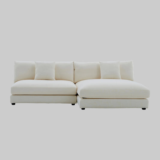 Snowdrift Sectional with Chaise – Modular 2-Piece Set – Cream