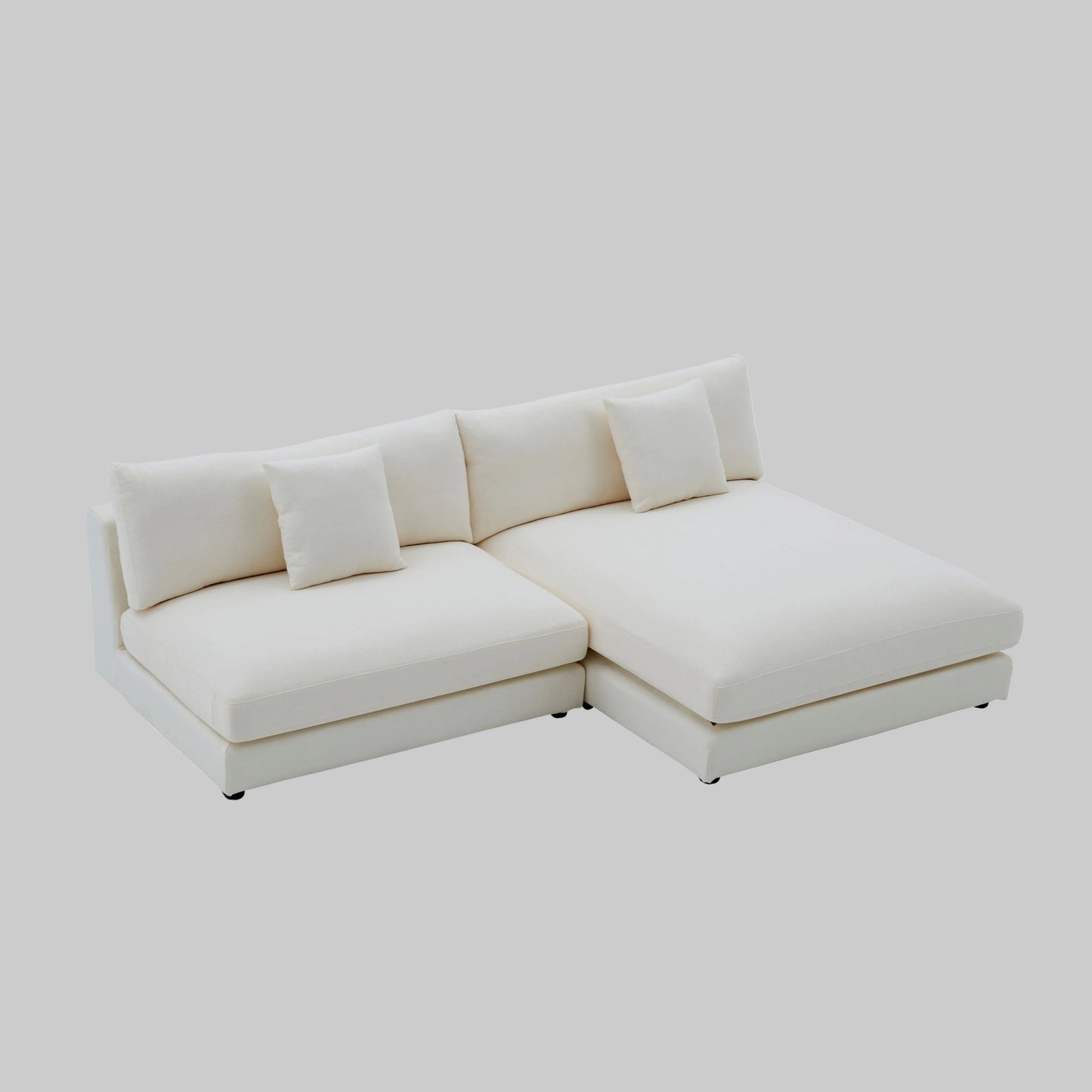 Snowdrift Sectional with Chaise – Modular 2-Piece Set – Cream