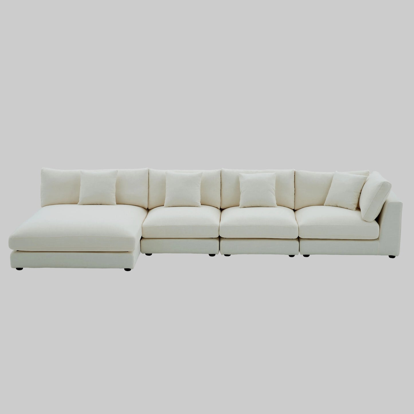 Snowdrift Sectional with Chaise – Modular 4-Piece Set – Cream or Grey