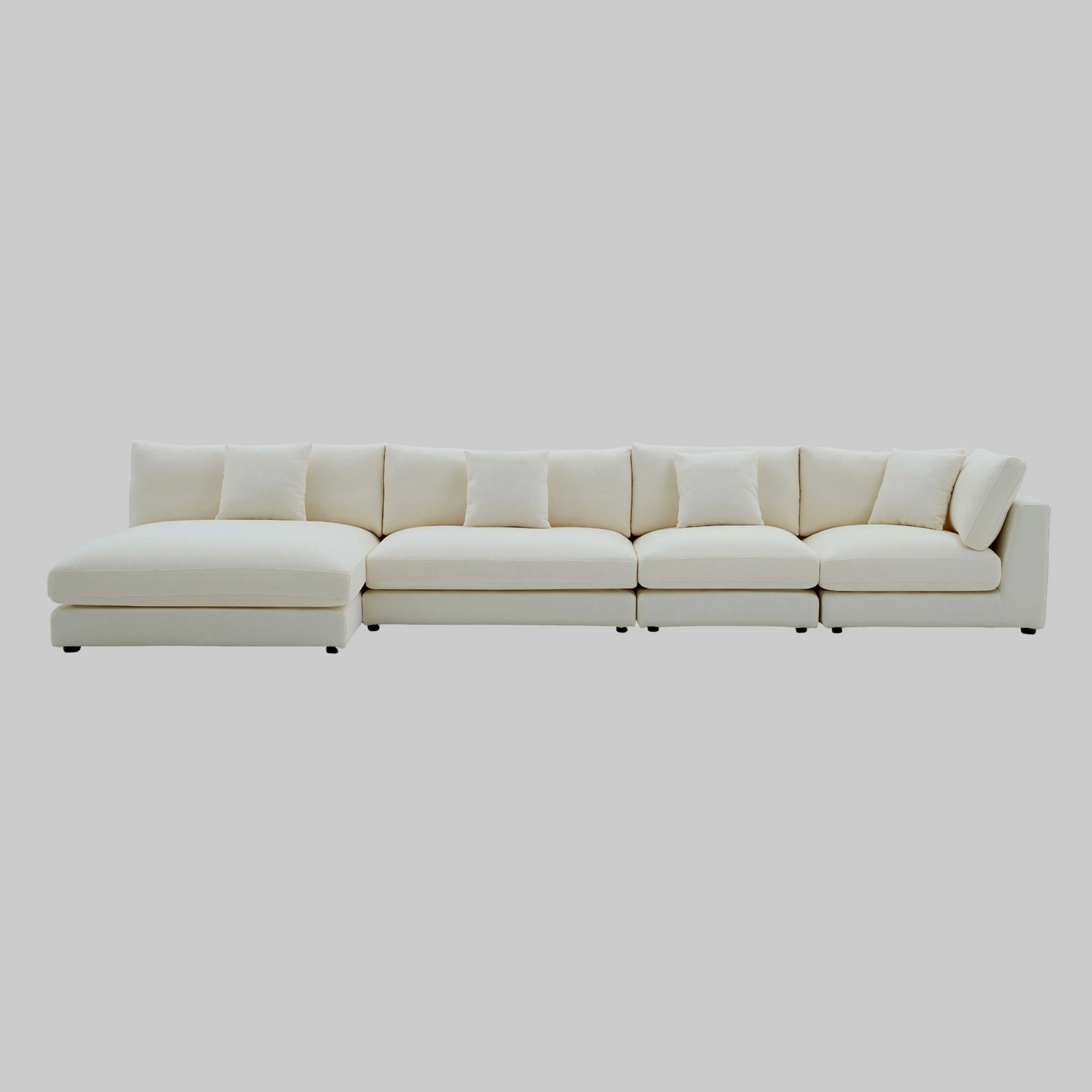 Snowdrift Sectional with Chaise – Modular 4-Piece Set – Cream or Grey