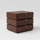 3-Drawer Swivel Nightstand in Walnut- Modern Rotating Three-Tier Bedside Storage Cabinet
