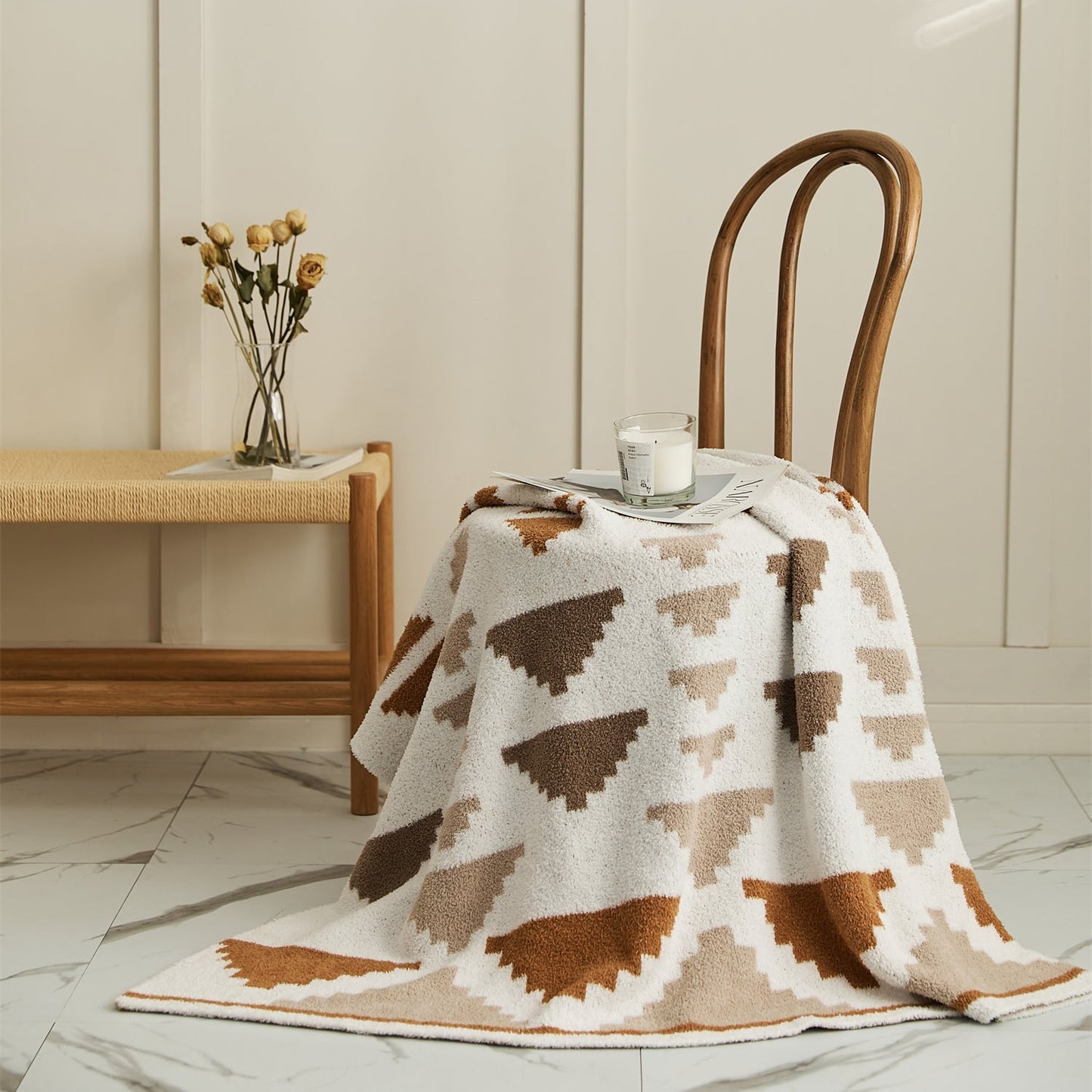 Bohemian Knitted Throw Blanket