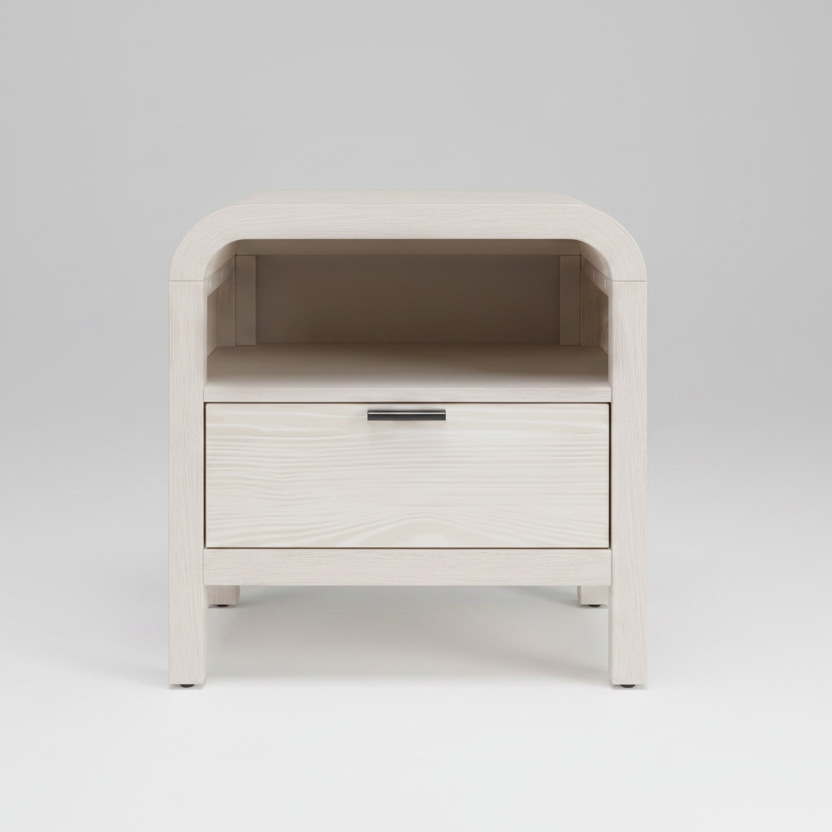 Sugar White Nightstand with USB Charging Station