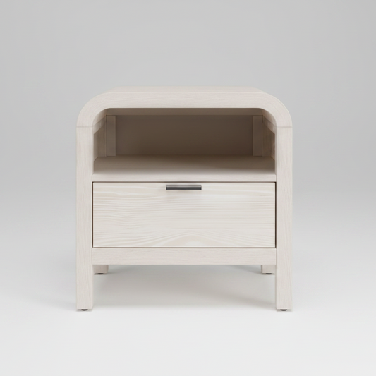 Sugar White Nightstand with USB Charging Station