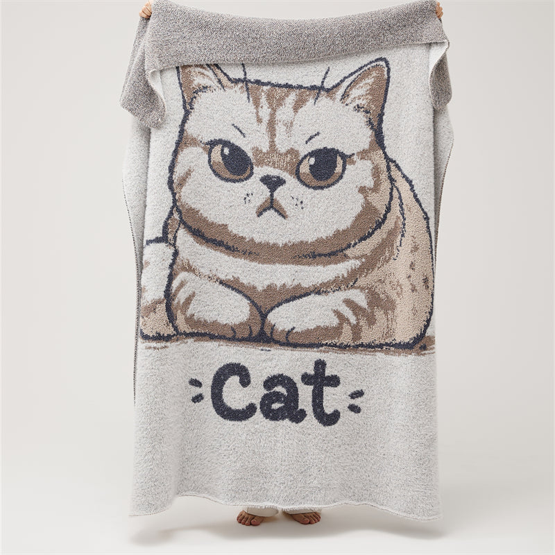 Plush Knit Cat Throw Blanket