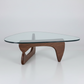 Noguchi Style Coffee Table – Sculptural Glass & Wood Design