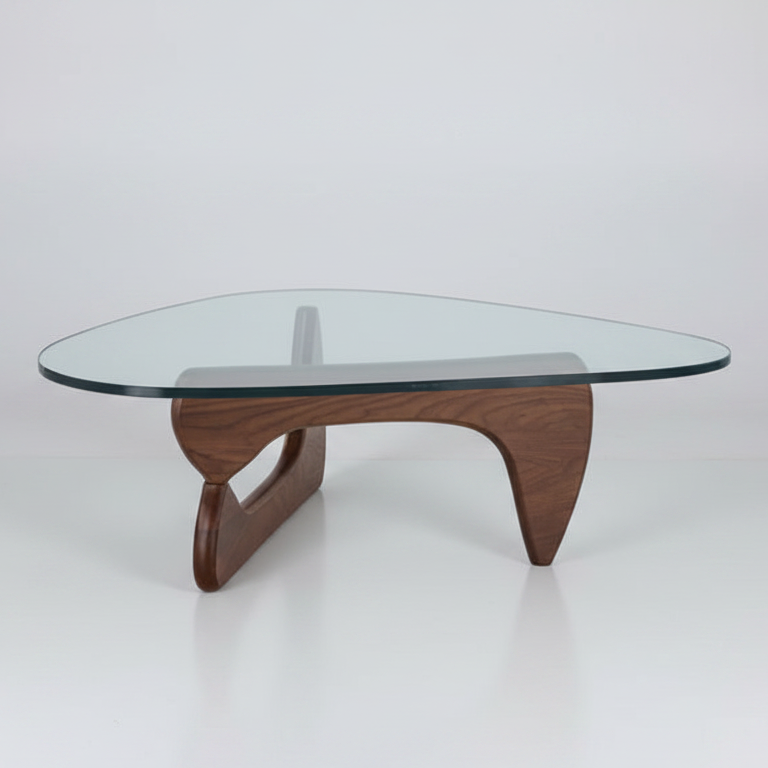 Noguchi Style Coffee Table – Sculptural Glass & Wood Design