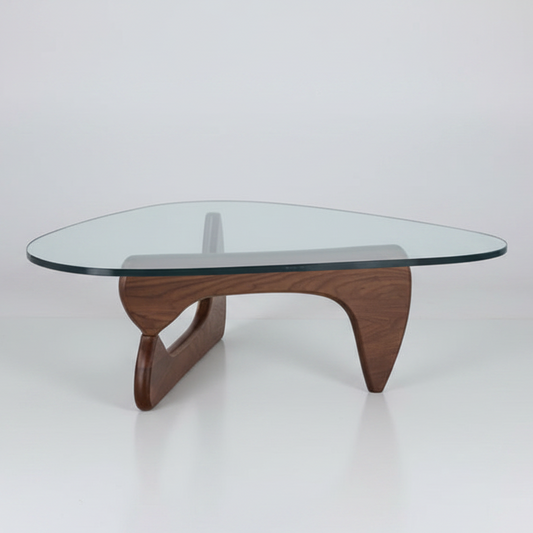 Noguchi Style Coffee Table – Sculptural Glass & Wood Design